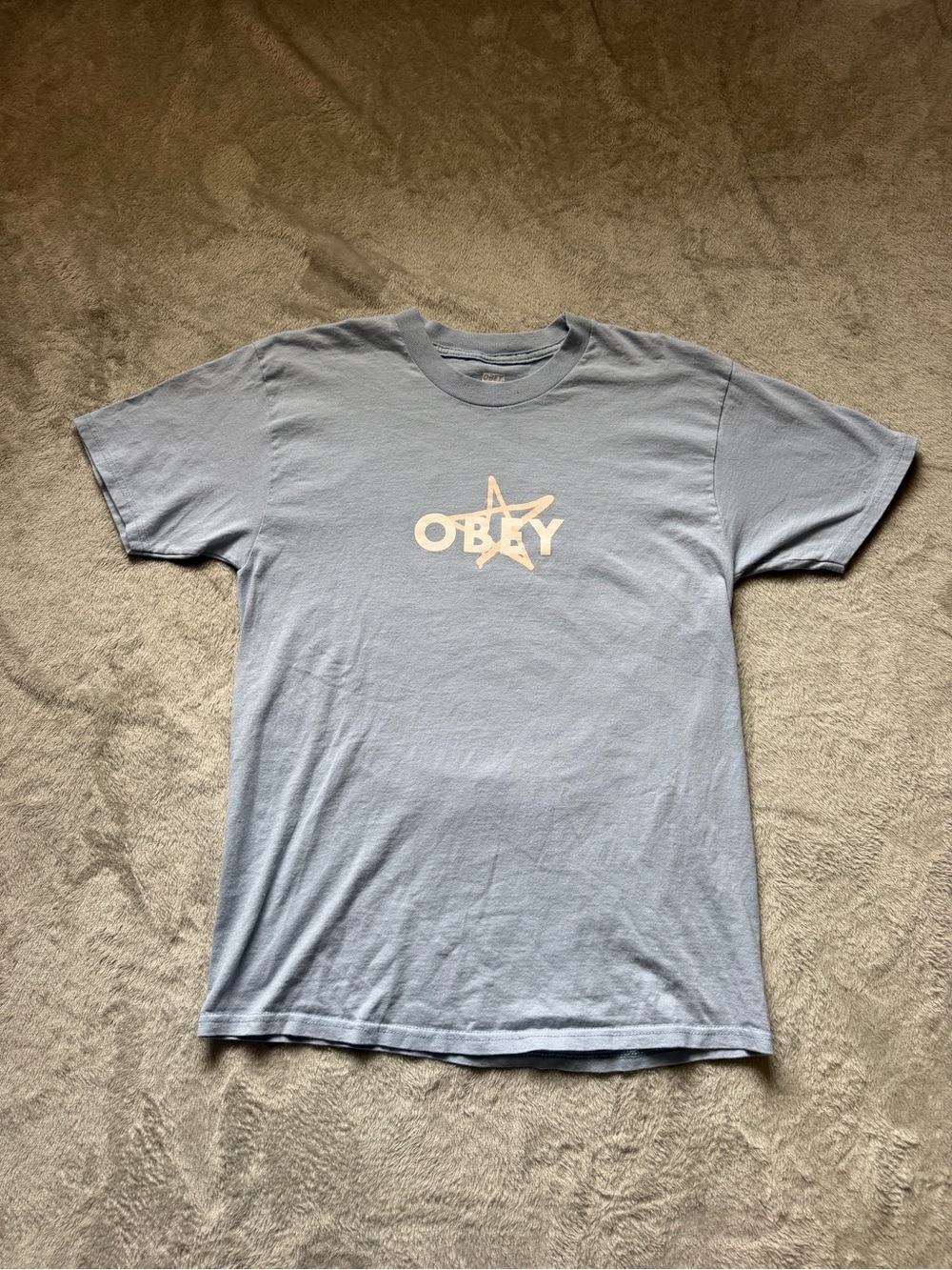 Obey Light Blue Tee with Cream Star Logo